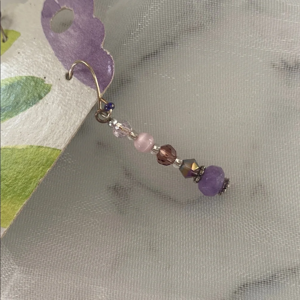 ⭐️ Handmade Purple Glads Beaded Drop Earrings, Nickel Free Jewelry